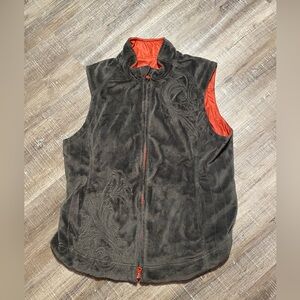 REI Reversible Vest Velvety Soft Warm Gray/Orange Size Medium
